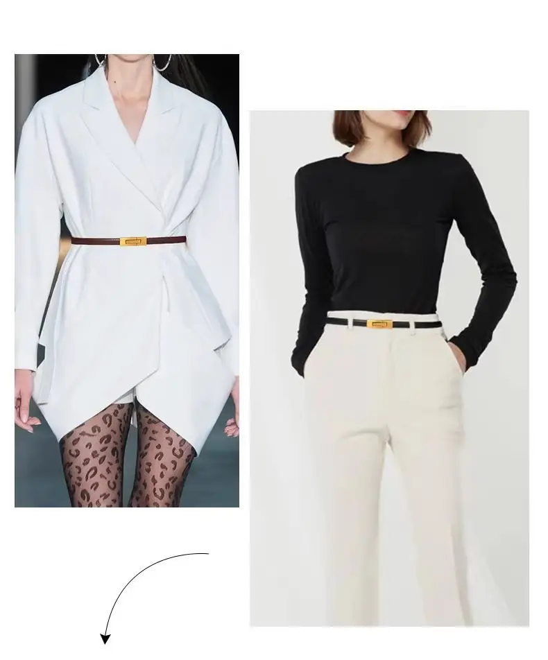 Women's Genuine Leather Belt with Gold Clasp — feature 3