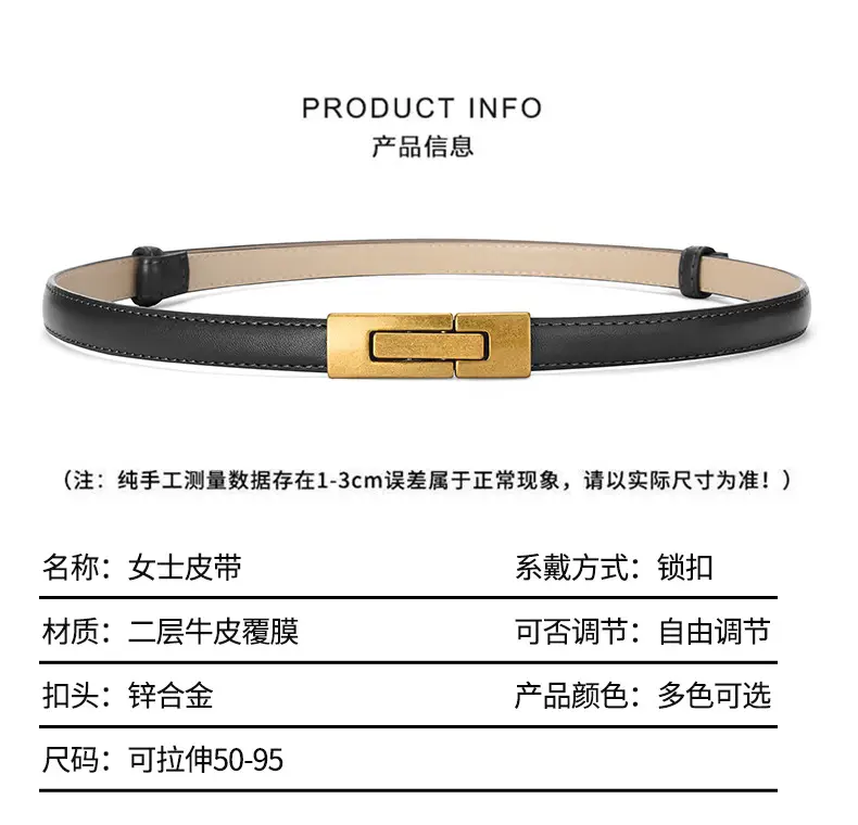 Women's Genuine Leather Belt with Gold Clasp — feature 6