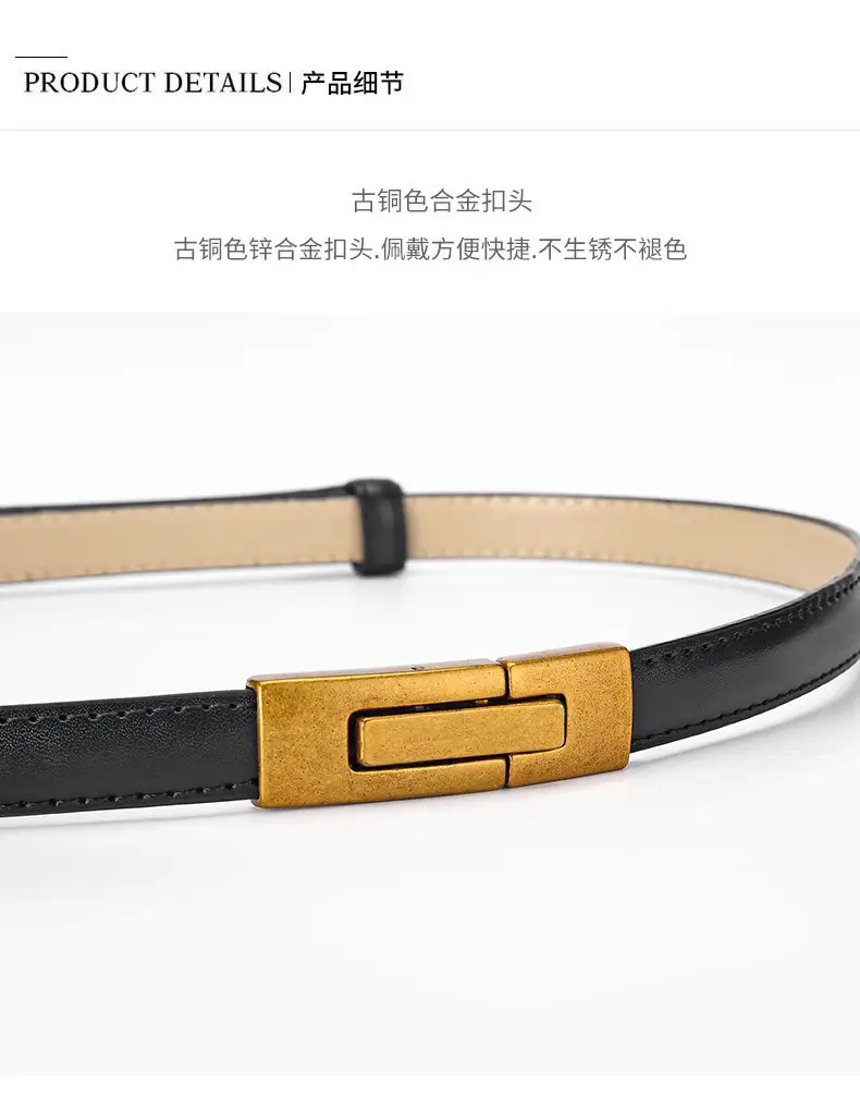 Women's Genuine Leather Belt with Gold Clasp — feature 8