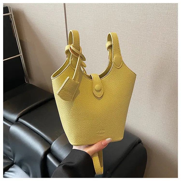 Women's Yellow Leather Handheld Vegetable Basket Bag 2025 — feature 13