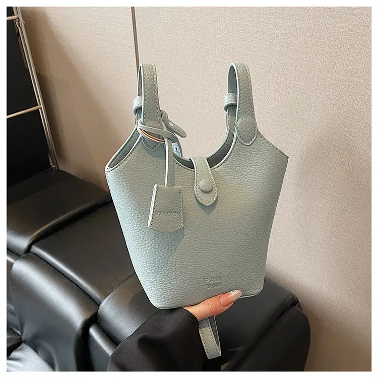 Women's Yellow Leather Handheld Vegetable Basket Bag 2025 - Image 3