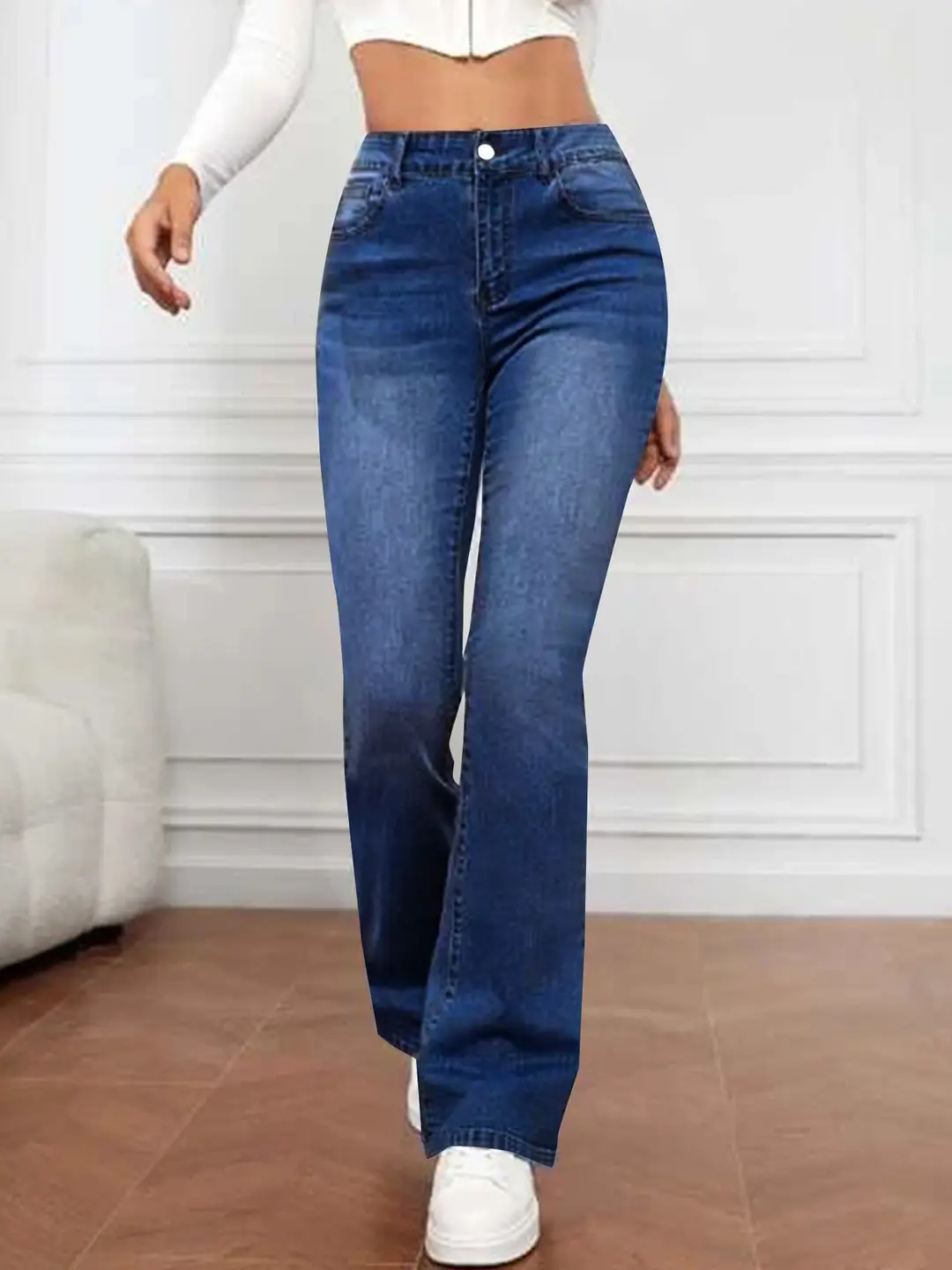 Source Factory 2025 New High-Waisted Straight-Leg Light Blue Jeans Women's Long Pants Cross-Border Foreign Trade Selection — feature 11
