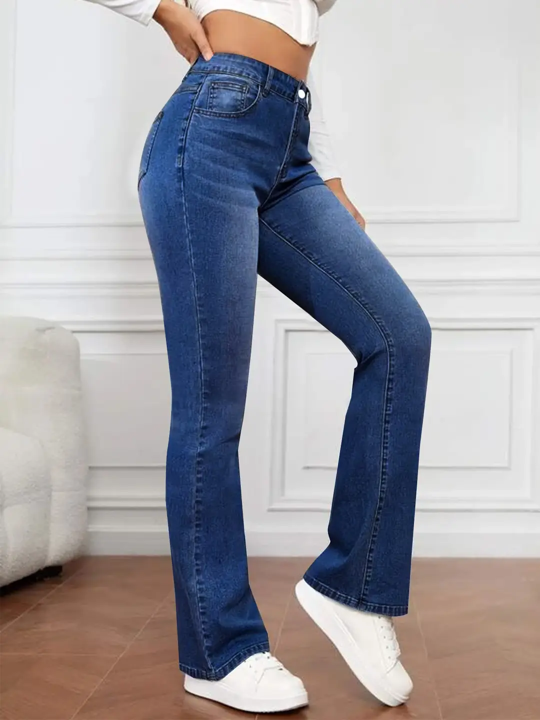 Source Factory 2025 New High-Waisted Straight-Leg Light Blue Jeans Women's Long Pants Cross-Border Foreign Trade Selection — feature 12