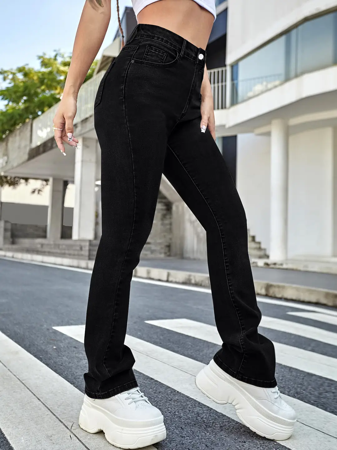 Source Factory 2025 New High-Waisted Straight-Leg Light Blue Jeans Women's Long Pants Cross-Border Foreign Trade Selection — feature 14