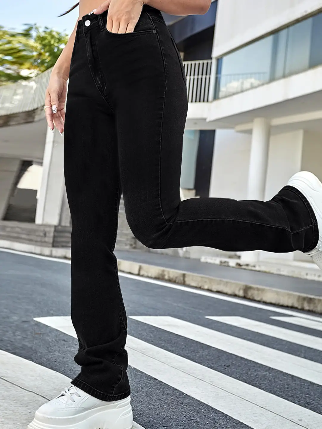 Source Factory 2025 New High-Waisted Straight-Leg Light Blue Jeans Women's Long Pants Cross-Border Foreign Trade Selection — feature 15