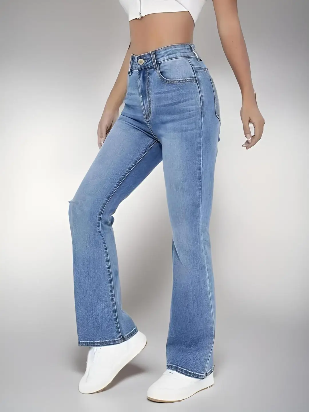 Source Factory 2025 New High-Waisted Straight-Leg Light Blue Jeans Women's Long Pants Cross-Border Foreign Trade Selection — feature 5