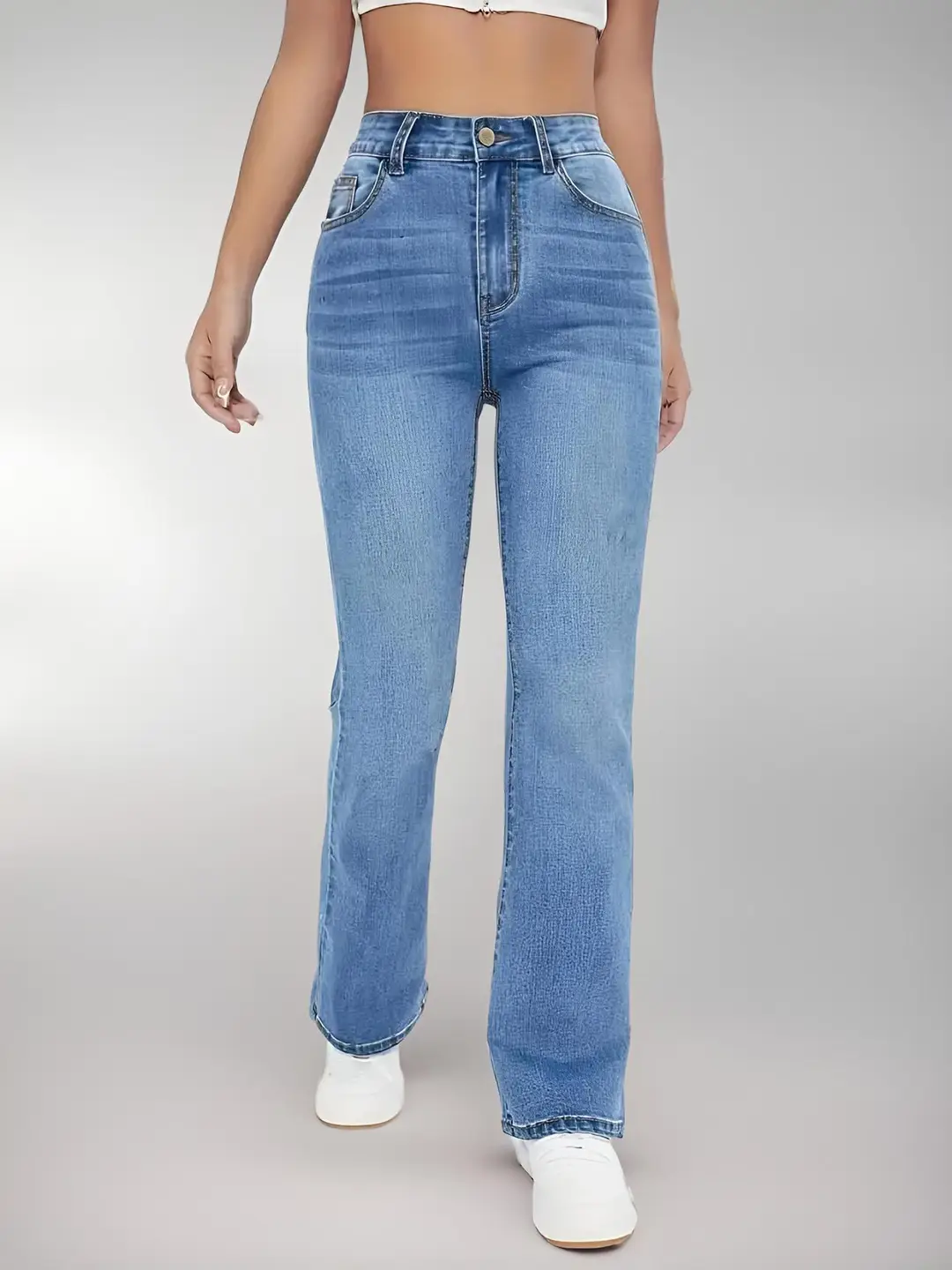 Source Factory 2025 New High-Waisted Straight-Leg Light Blue Jeans Women's Long Pants Cross-Border Foreign Trade Selection — feature 7