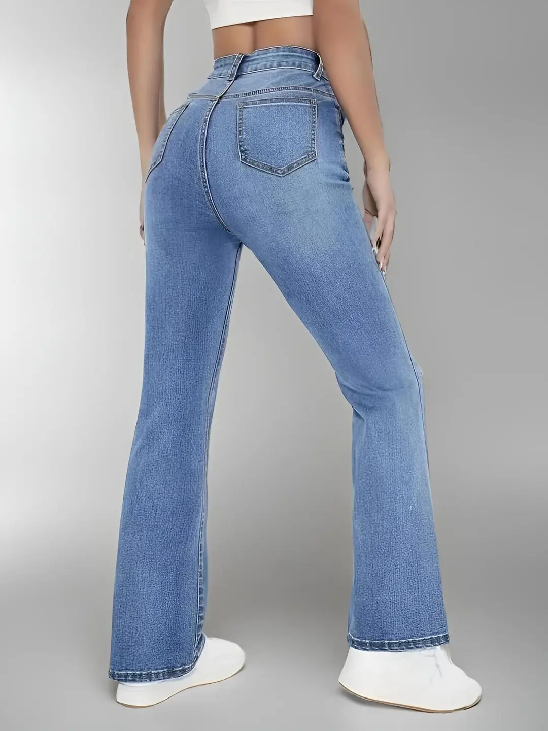 Source Factory 2025 New High-Waisted Straight-Leg Light Blue Jeans Women's Long Pants Cross-Border Foreign Trade Selection — feature 9