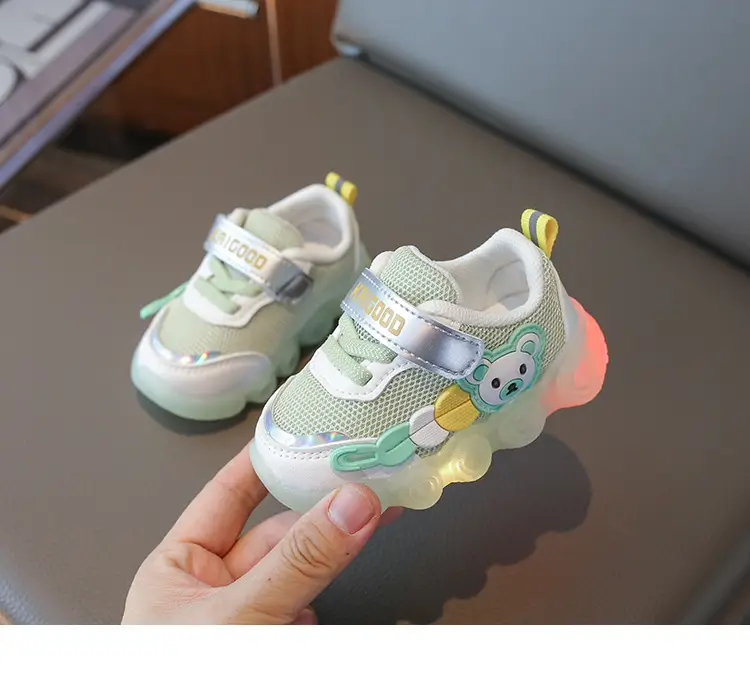 Jing Qi Baby Shoes Flashing Light Mesh Breathable Toddler Shoes — feature 10
