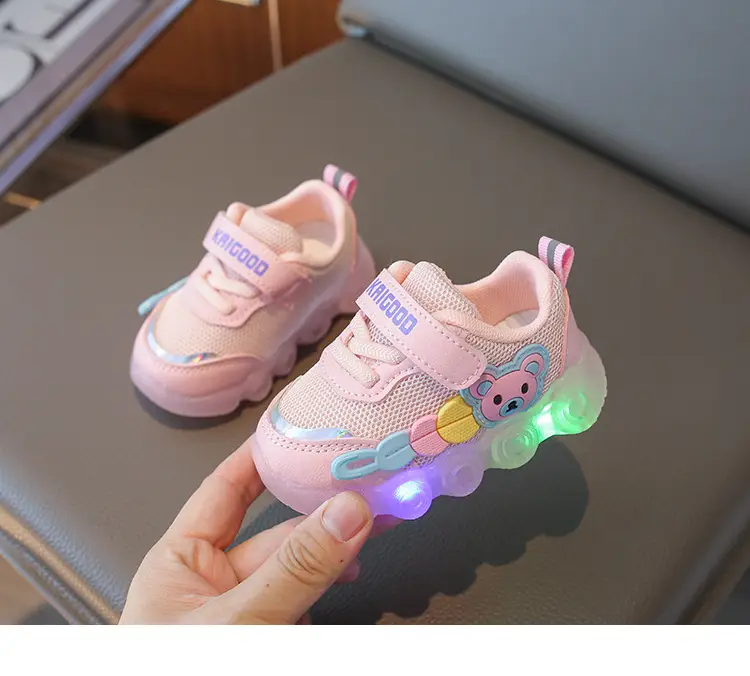 Jing Qi Baby Shoes Flashing Light Mesh Breathable Toddler Shoes — feature 13