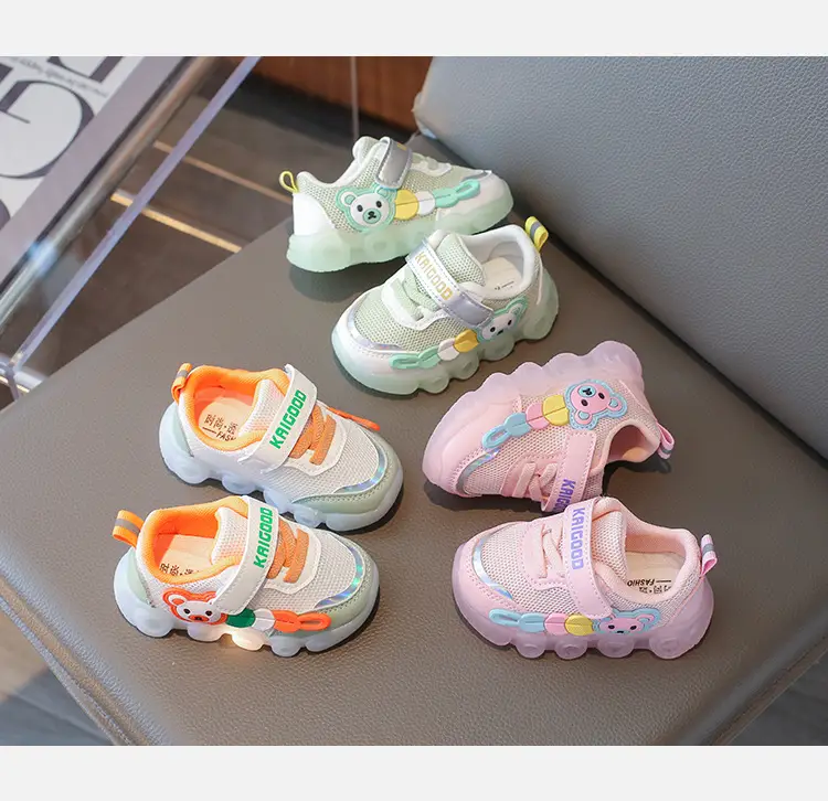 Jing Qi Baby Shoes Flashing Light Mesh Breathable Toddler Shoes — feature 6