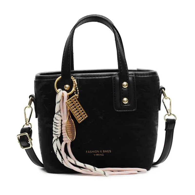 Women's Cream White Leather Bucket Bag with Gold Plated Handle - Image 3