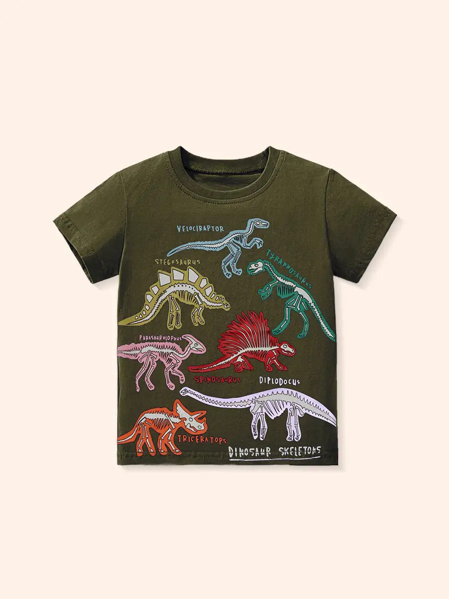 2025 Summer New Kids Cartoon Dinosaur T-Shirt Boys - Image 6