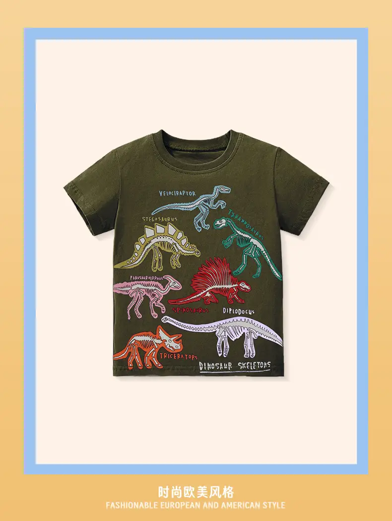 2025 Summer New Kids Cartoon Dinosaur T-Shirt Boys — feature 3
