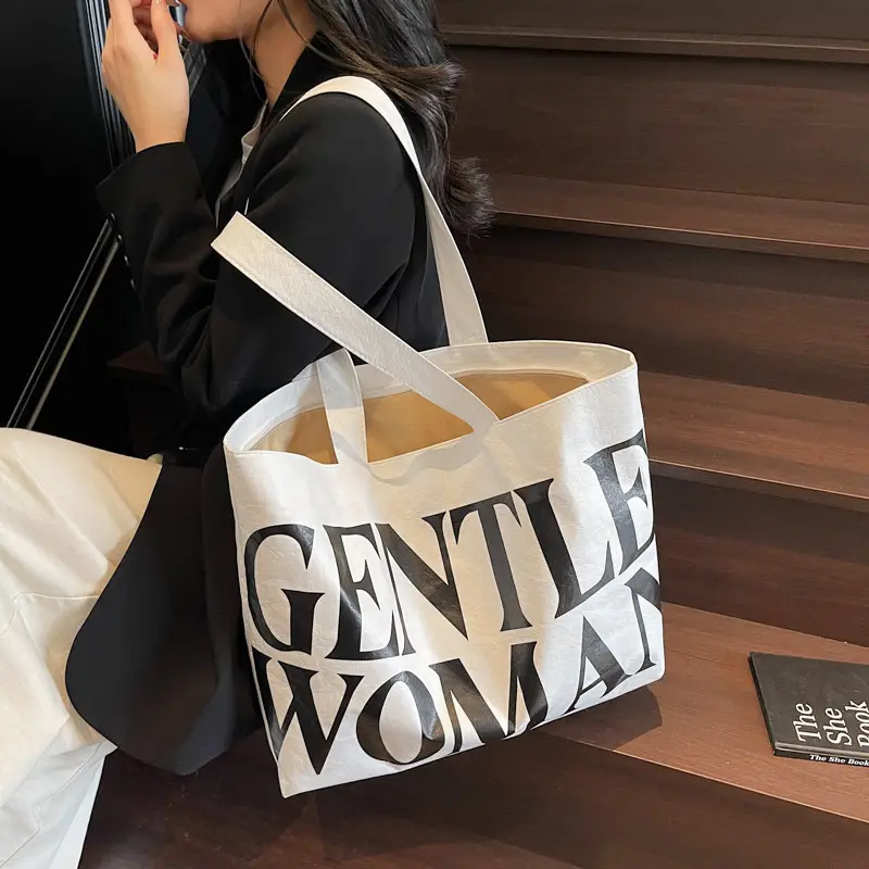 Women's Canvas Tote Bag Gentle Woman Print Large Capacity - Image 7