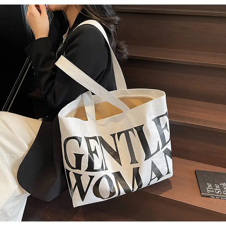 Women's Canvas Tote Bag Gentle Woman Print Large Capacity — feature 11