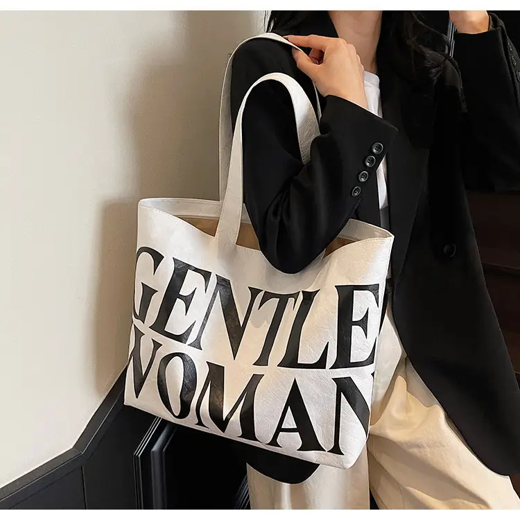 Women's Canvas Tote Bag Gentle Woman Print Large Capacity — feature 13