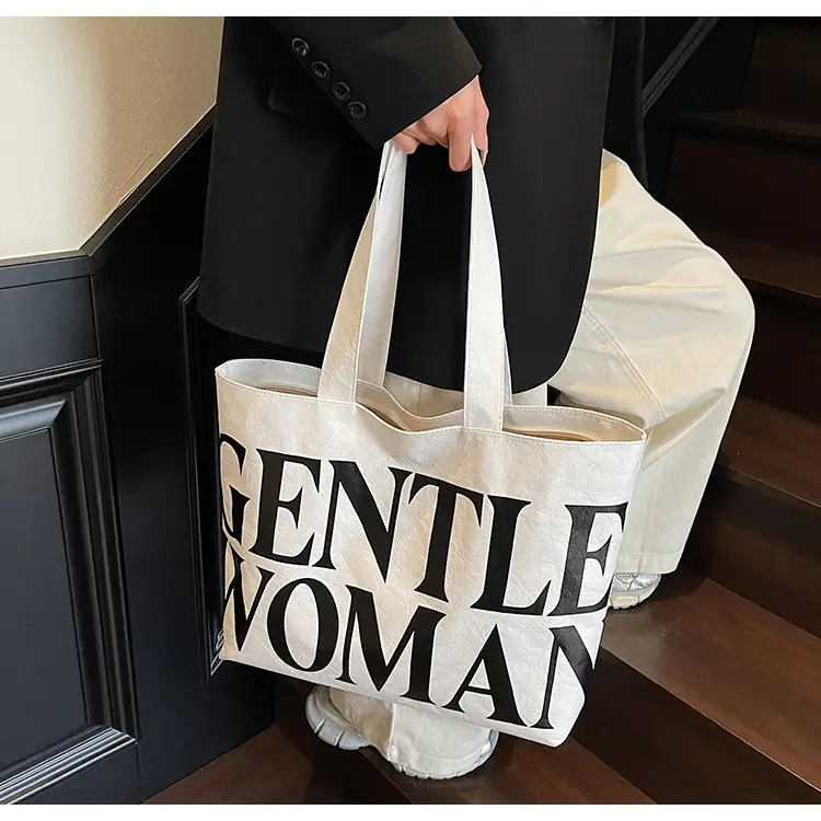 Women's Canvas Tote Bag Gentle Woman Print Large Capacity — feature 14