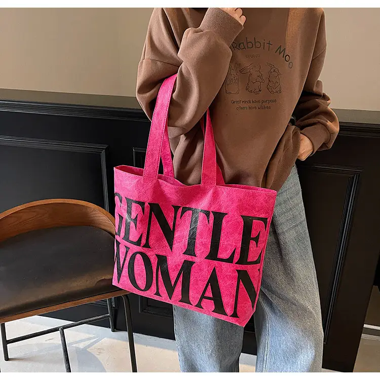 Women's Canvas Tote Bag Gentle Woman Print Large Capacity — feature 19