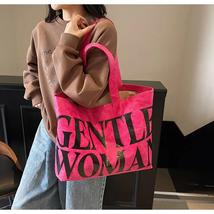 Women's Canvas Tote Bag Gentle Woman Print Large Capacity — feature 20