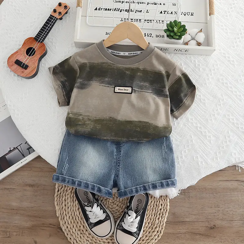 Children's Purple Striped T-Shirt Shorts Set for Boys 2025 — feature 6