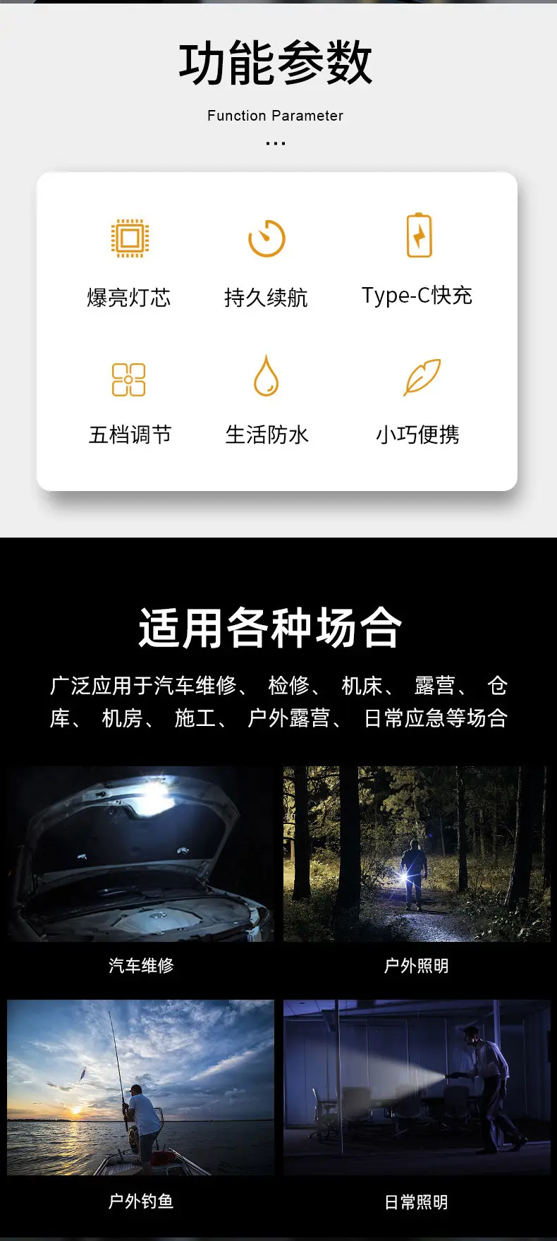 Rechargeable Flashlight with Magnetic Clip & LED Light β feature 4