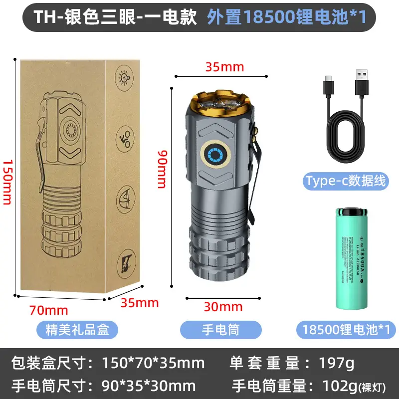 Rechargeable Flashlight with Magnetic Clip & LED Light - Image 2