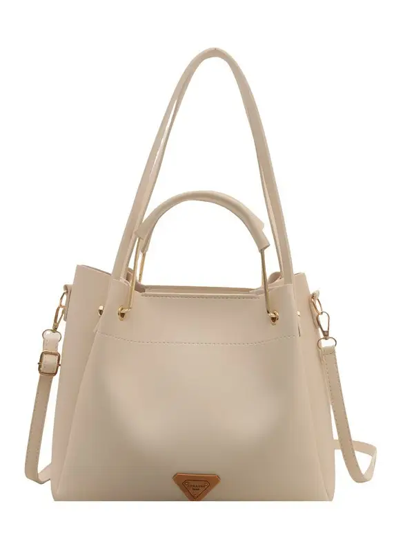 Women's Beige Leather Shoulder Crossbody Bag Large Capacity - Image 8