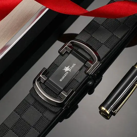 Men's Genuine Leather Belt with Automatic Waist Cincher — feature 4