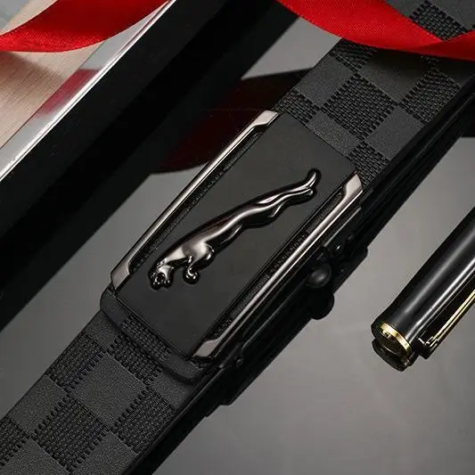 Men's Genuine Leather Belt with Automatic Waist Cincher