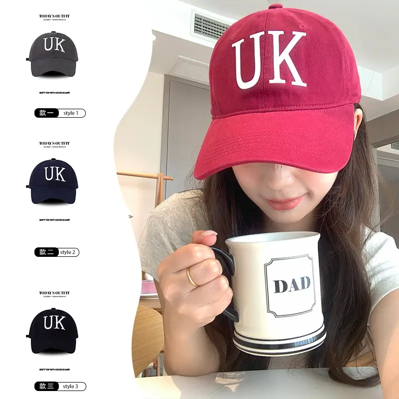 UK Letter Sun Hat for Men Black - Image 7