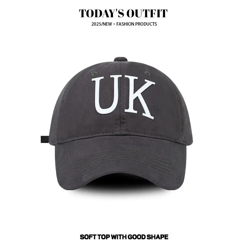 UK Letter Sun Hat for Men Black - Image 2