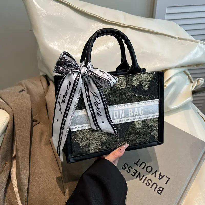 2025 Personalized Tote Bag with Silk Bow & Silver Design - Image 6