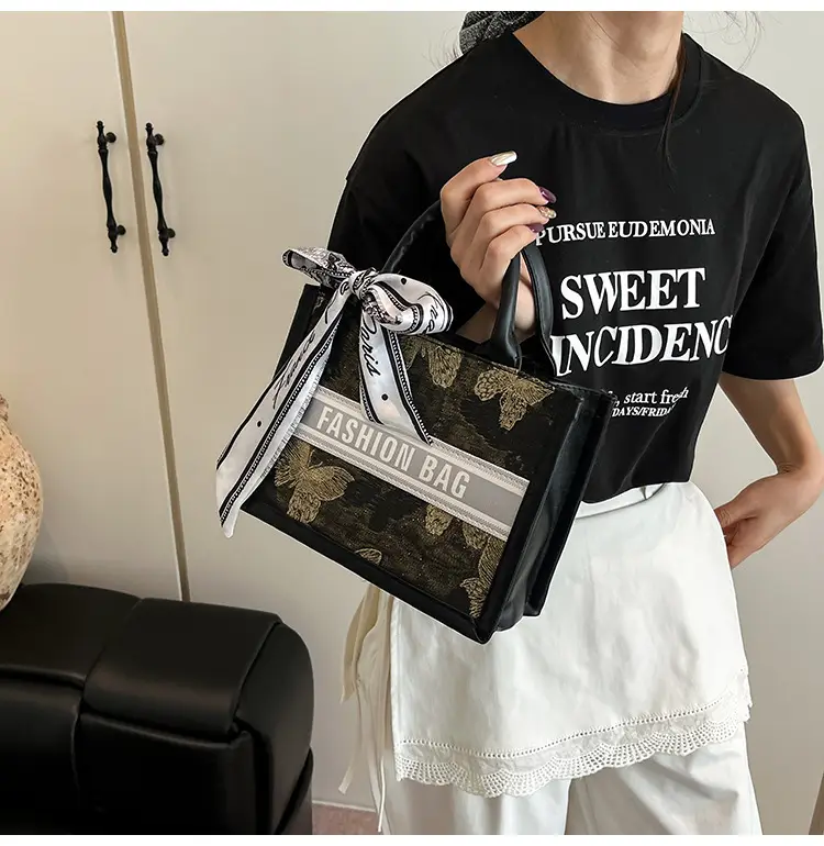 2025 Personalized Tote Bag with Silk Bow & Silver Design — feature 11
