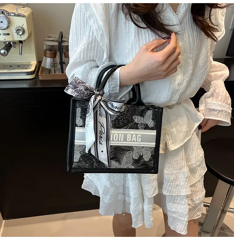 2025 Personalized Tote Bag with Silk Bow & Silver Design — feature 12