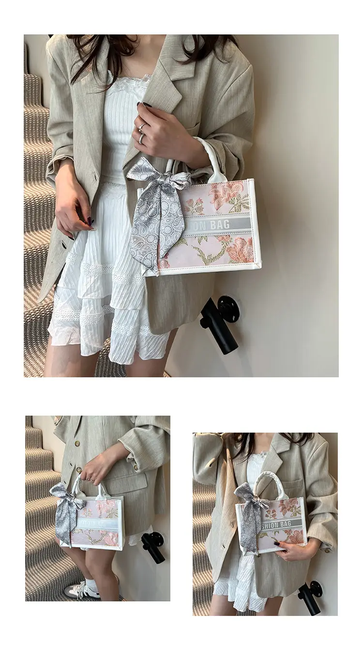 2025 Personalized Tote Bag with Silk Bow & Silver Design — feature 15