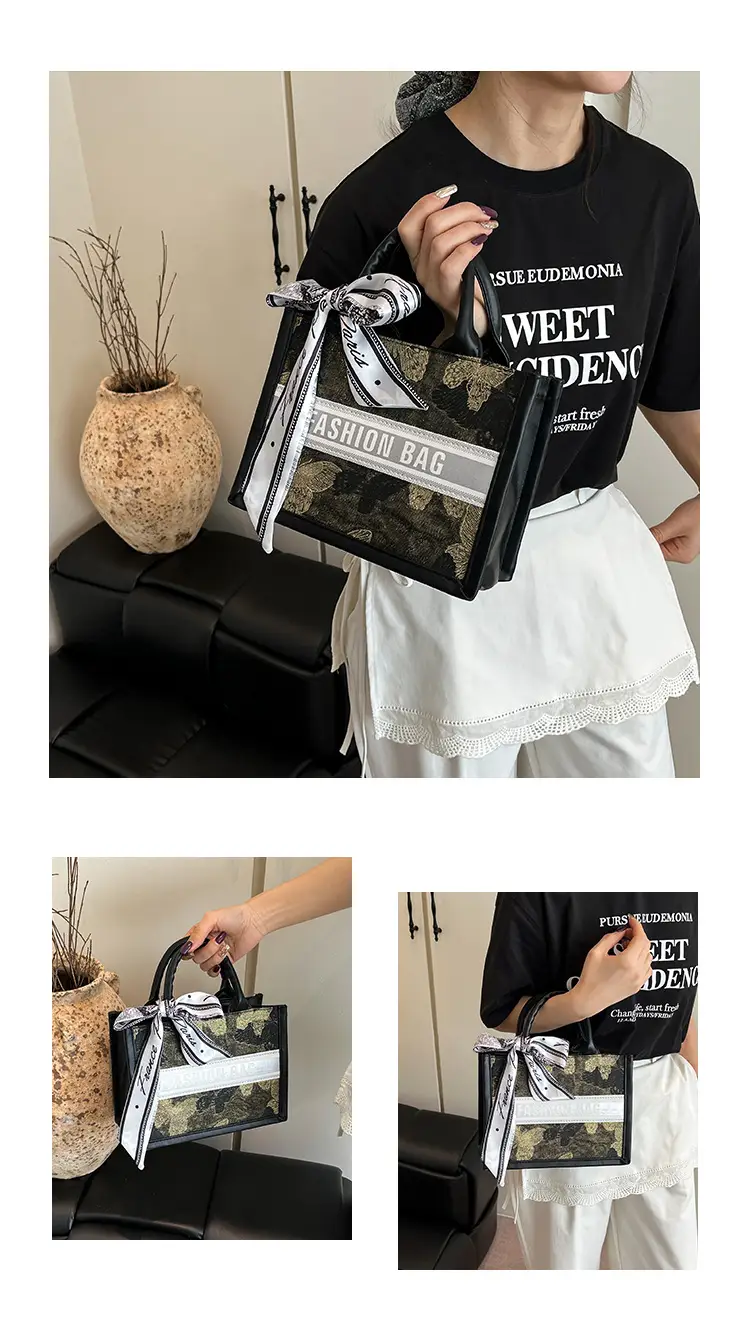 2025 Personalized Tote Bag with Silk Bow & Silver Design — feature 16