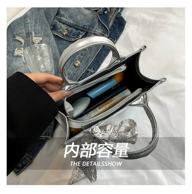 2025 Personalized Tote Bag with Silk Bow & Silver Design — feature 3