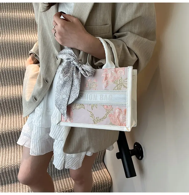2025 Personalized Tote Bag with Silk Bow & Silver Design — feature 8