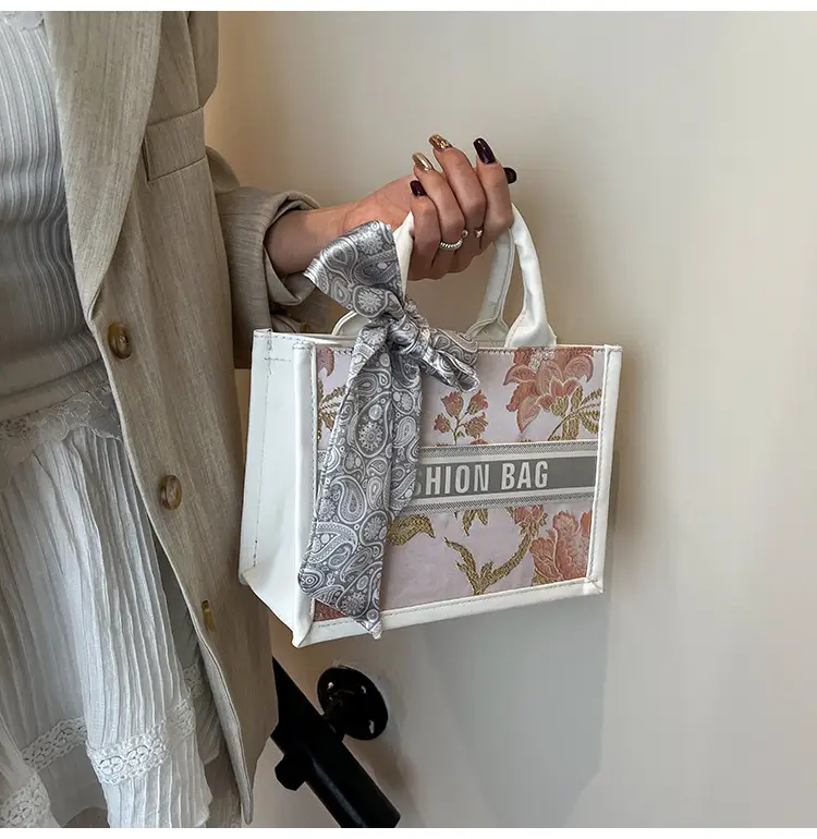 2025 Personalized Tote Bag with Silk Bow & Silver Design — feature 9