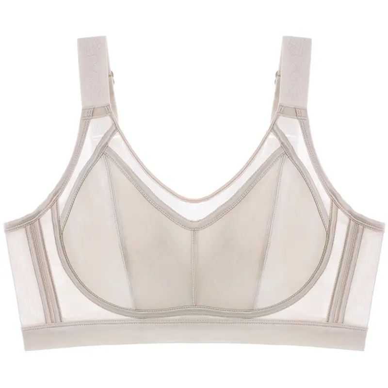 Large Chest Showy Small Underwear Women's Full Cup Ultra-thin Traceless Breathable Non-rimless Breast Gathering plus size Bra