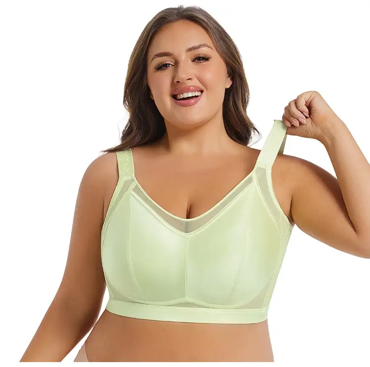 Large Chest Showy Small Underwear Women's Full Cup Ultra-thin Traceless Breathable Non-rimless Breast Gathering plus size Bra — feature 14