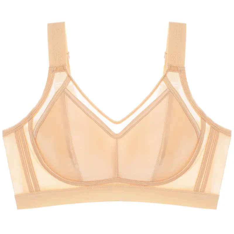 Large Chest Showy Small Underwear Women's Full Cup Ultra-thin Traceless Breathable Non-rimless Breast Gathering plus size Bra