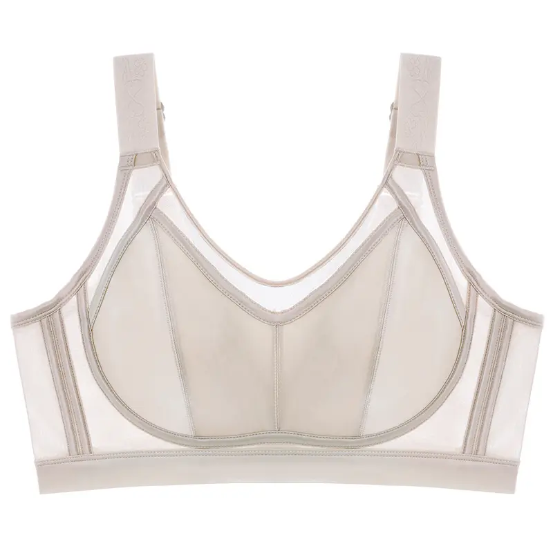 Large Chest Showy Small Underwear Women's Full Cup Ultra-thin Traceless Breathable Non-rimless Breast Gathering plus size Bra