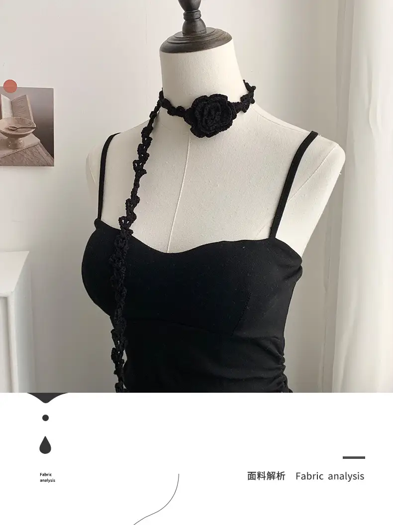 Narrow Long Crochet Rose Silk Scarf for Women — feature 2