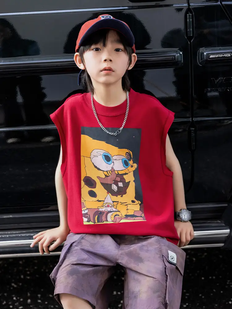 Panda Yuanyuan Red Sleeveless T-Shirt for Boys 2025 - Image 4