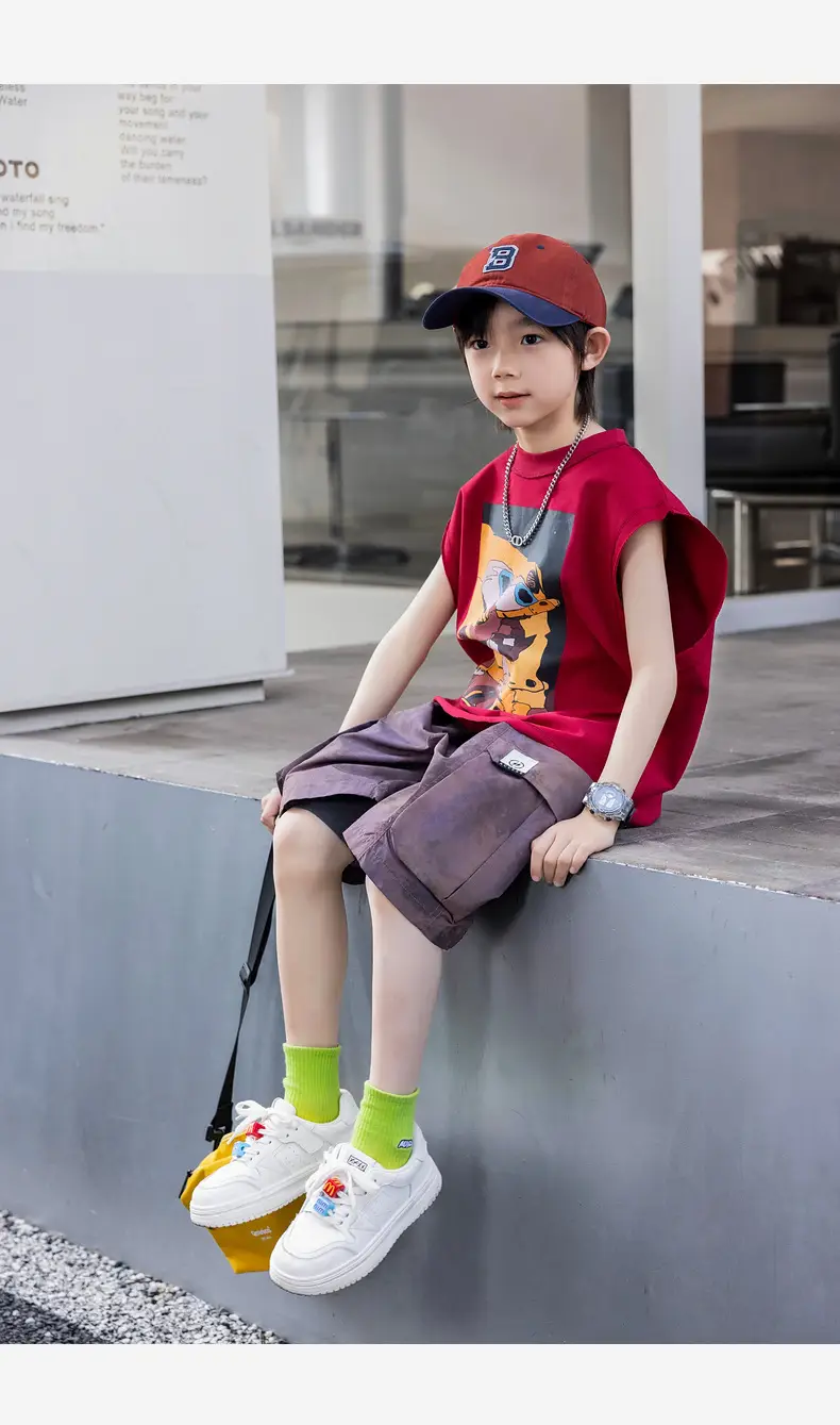 Panda Yuanyuan Red Sleeveless T-Shirt for Boys 2025 — feature 30