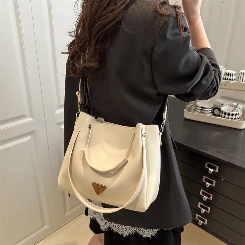 Women's Cream Retro Tote Bag Shoulder Crossbody Large Capacity - Image 5