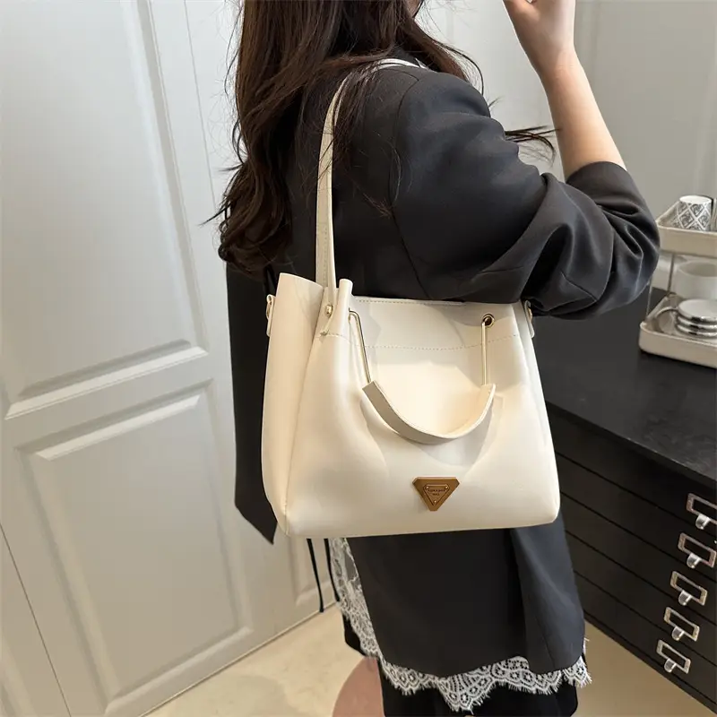 Women's Cream Retro Tote Bag Shoulder Crossbody Large Capacity - Image 2