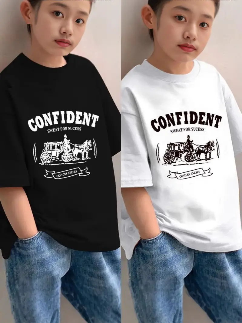 2025 Boys Cotton T-Shirt Confident Motorcycle Print - Image 9